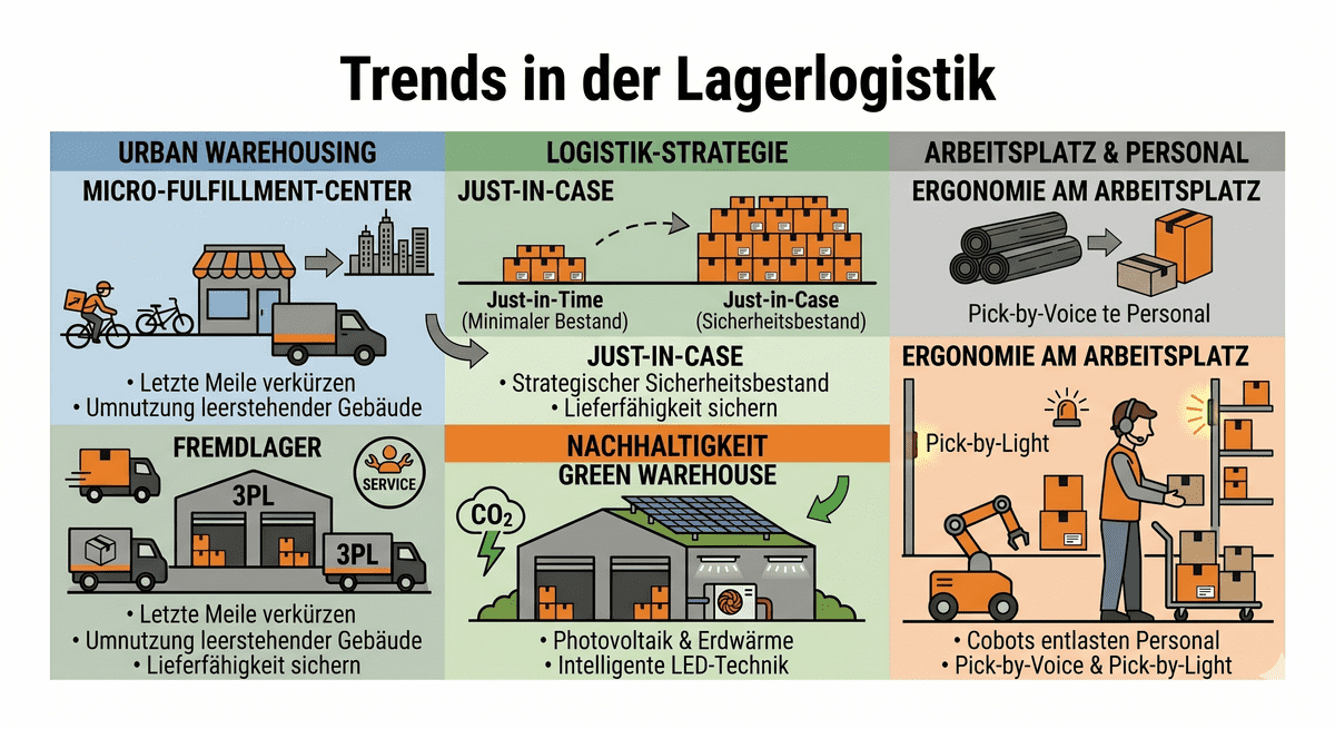 Infografik zu Trends in der Lagerlogistik