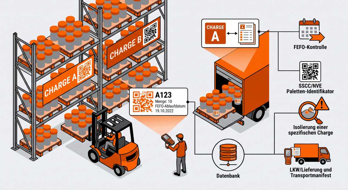 Chargen in der Logistik Symbolgrafik: Erstellt mit KI