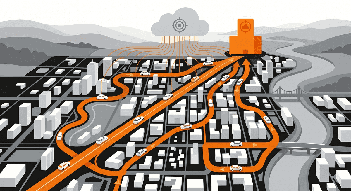 Symbolgrafik Collaborative Routing in der Verkehrssteuerung