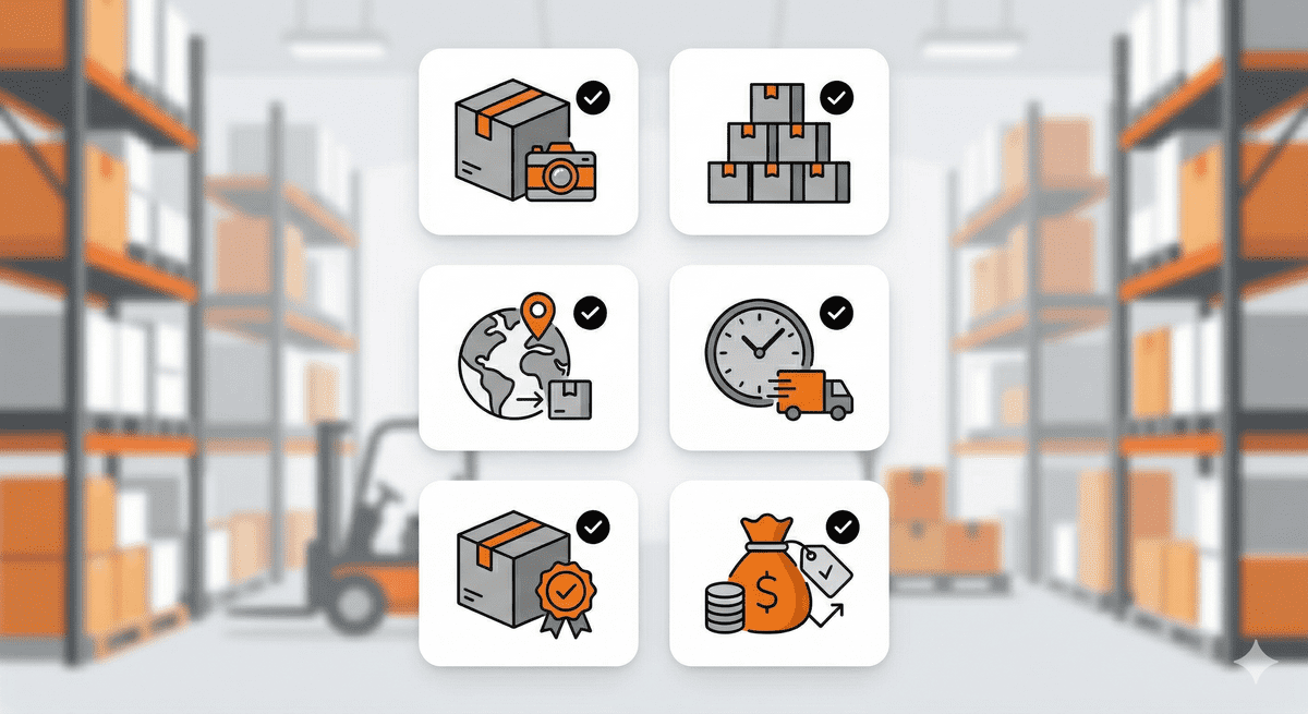 Symbolgrafik Die "6 R" der Logistik