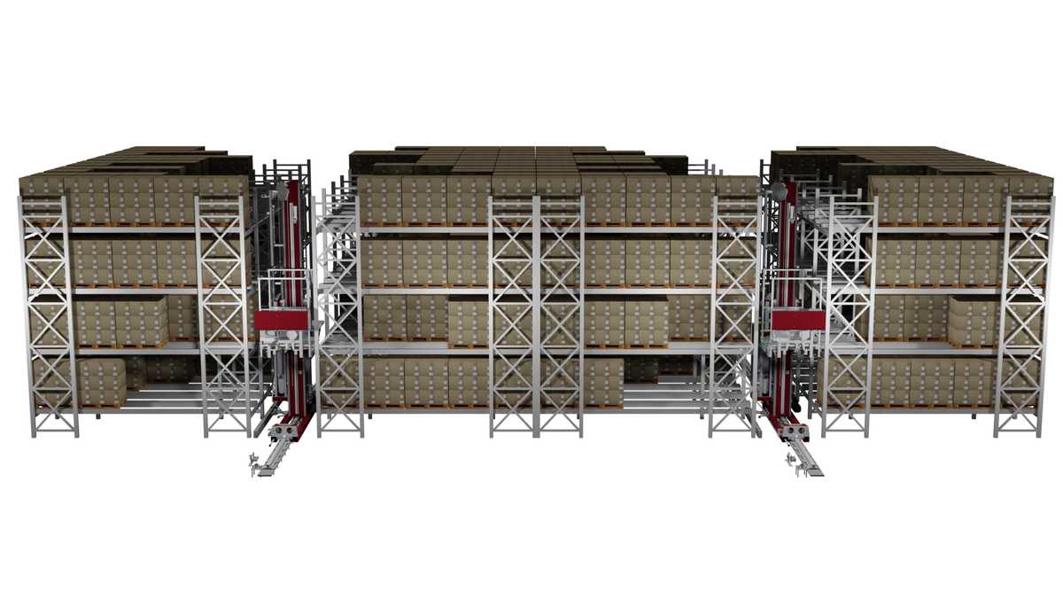 Grafik eines mehrfachtiefes Satellitenlagers®, einer Form des Kanallagers. Grafik: Westfalia Technologies GmbH & Co. KG