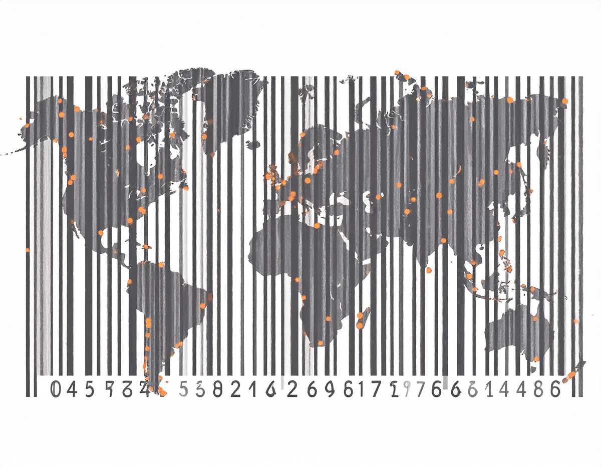firefly eine weltkarte die aus einem barcode besteht  die hauptstadte der welt sind als oran 322788
